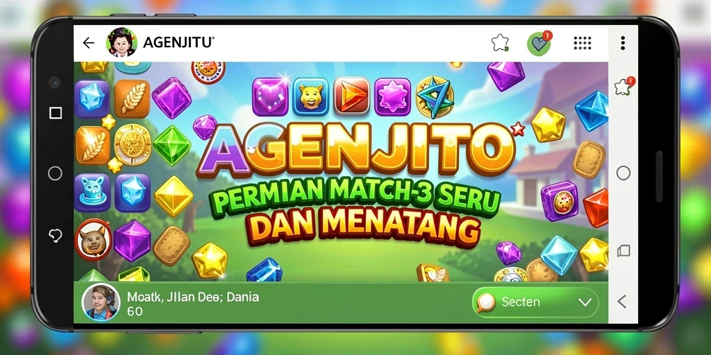 Tampilan gameplay AGENJITU dengan permata berwarna-warni yang menantang.