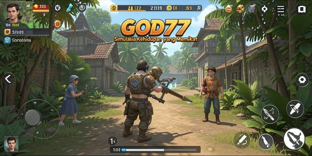 Tampilan permainan GOD77 menunjukkan kehidupan virtual yang dinamis dan interaktif.