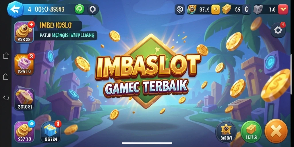 Screenshot gameplay IMBASLOT dengan mesin slot berputar yang menarik.
