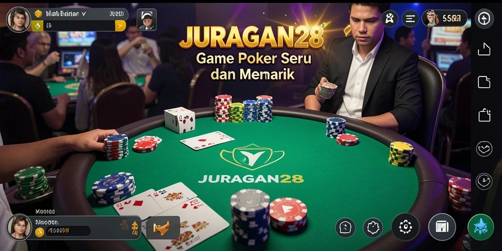 Tampilan gameplay seru dalam aplikasi poker JURAGAN28.