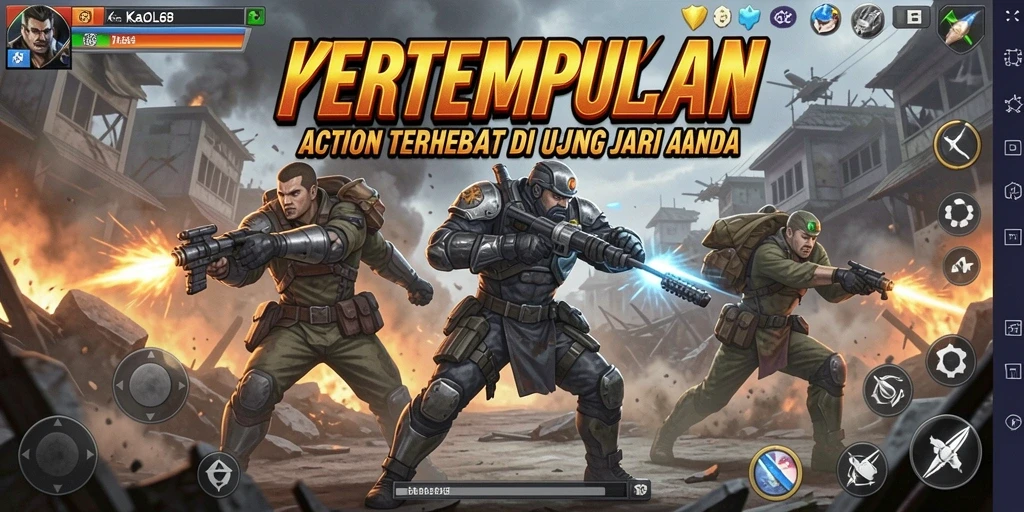 Tampilan seru gameplay KAOL68 dalam pertempuran action.