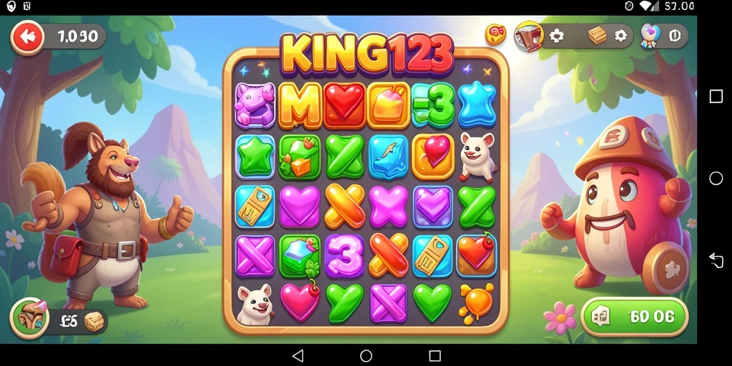 Tampilan bermain KING123 dengan keseruan permainan Match-3.