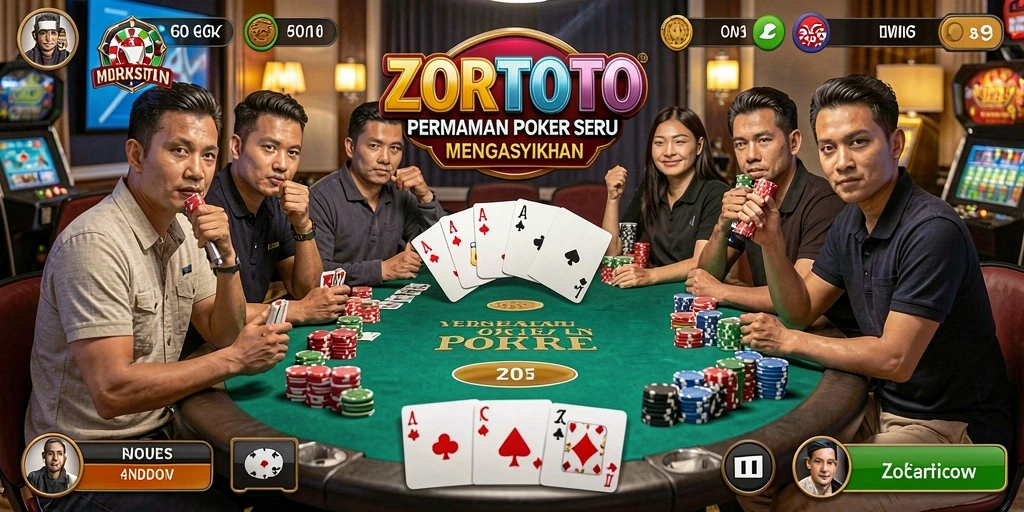 Tampilan permainan poker yang dinamis dan menarik di ZORTOTO.